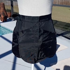 NWOT Vintage Black Nylon Reversible Waitress/Server Aprons Set of 2 Big Bow